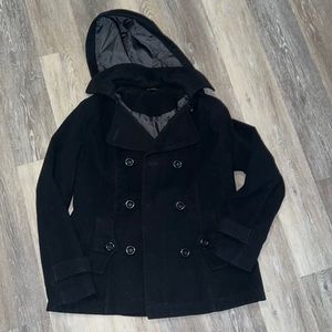black George dressy hooded coat size medium